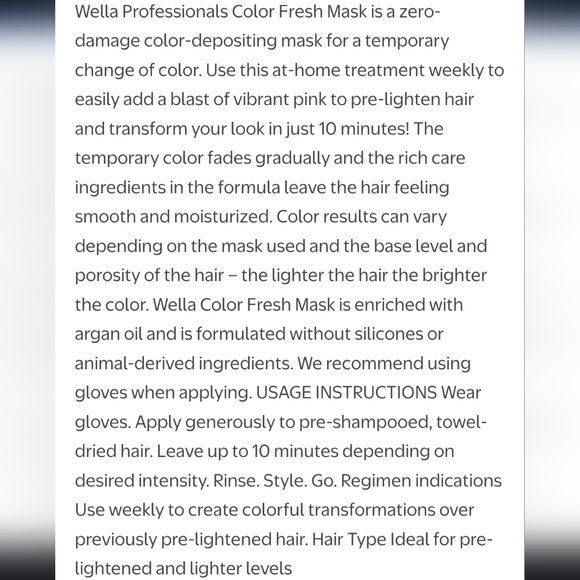 Wella Professionals Color Fresh Mask Pink NWT - Picture 3 of 3